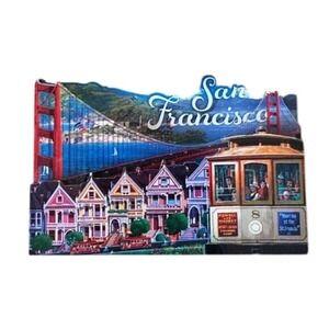 San Francisco Painted Ladies Golden Gate Bridge Cable Car Souvenir Magnet